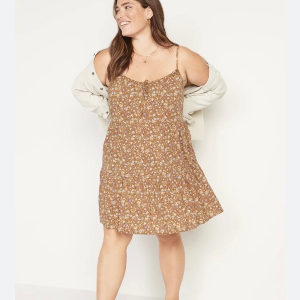 New with Tags, Plus Size Spaghetti Strap Floral Tiered Dress, Tie From XXL